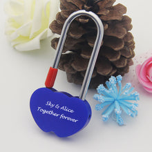 Load image into Gallery viewer, Personalised Engraved Padlock Double Heart Shape Lock  4 Colors
