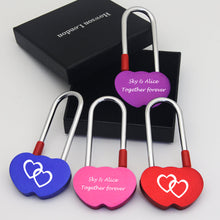 Load image into Gallery viewer, Personalised Engraved Padlock Double Heart Shape Lock  4 Colors
