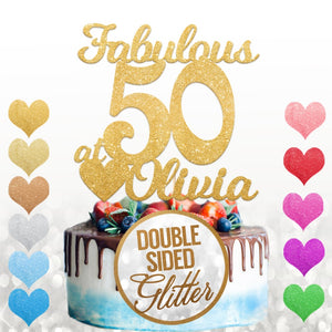 Personalised Fabulous at 50 Cake Topper Birthday Decoration - EDSG