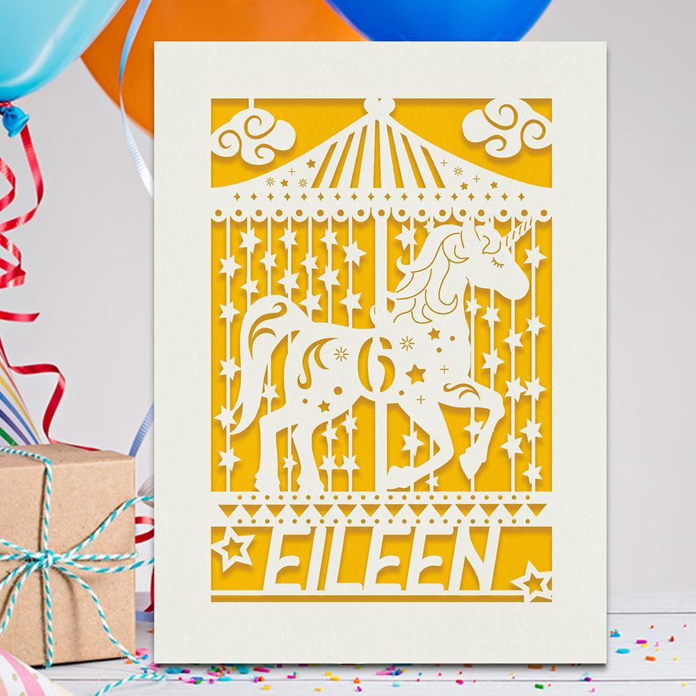 Personalised Birthday Card Carousel Any Name Any Age - EDSG