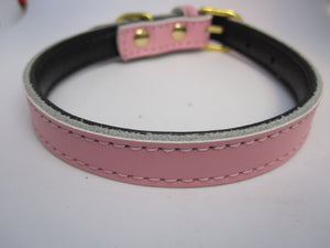 Strong Real Leather Dog collar | Pet Cat Puppy | Brown Black Pink Red | Four Sizes - EDSG
