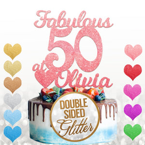 Personalised Fabulous at 50 Cake Topper Birthday Decoration - EDSG