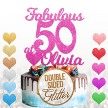 Load image into Gallery viewer, Personalised Fabulous at 50 Cake Topper Birthday Decoration - EDSG
