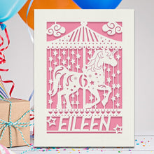 Load image into Gallery viewer, Personalised Birthday Card Carousel Any Name Any Age - EDSG
