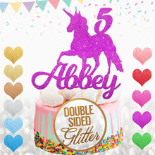 Load image into Gallery viewer, Personalised 5th Unicorn Birthday Cake Topper - EDSG
