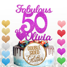 Load image into Gallery viewer, Personalised Fabulous at 50 Cake Topper Birthday Decoration - EDSG
