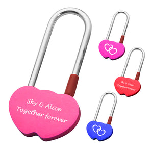 Personalised Engraved Padlock Double Heart Shape Lock with 4 Different Colors - EDSG