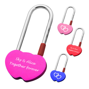 Personalised Engraved Padlock Double Heart Shape Lock with 4 Different Colors - EDSG