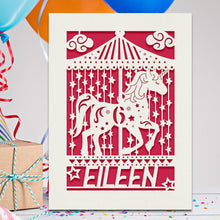 Load image into Gallery viewer, Personalised Birthday Card Carousel Any Name Any Age - EDSG

