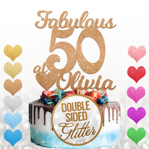 Personalised Fabulous at 50 Cake Topper Birthday Decoration - EDSG