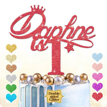Load image into Gallery viewer, Personalised 1st Birthday Cake Topper with Crown - EDSG
