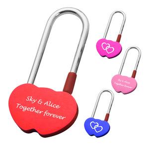 Personalised Engraved Padlock Double Heart Shape Lock with 4 Different Colors - EDSG
