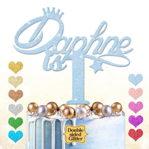 Personalised 1st Birthday Cake Topper with Crown - EDSG