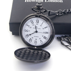 Personalised Engraved Pocket Watch Silver/Black - EDSG