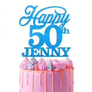 Personalised 50th Birthday Cake Topper Bold Text - EDSG
