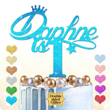 Load image into Gallery viewer, Personalised 1st Birthday Cake Topper with Crown - EDSG
