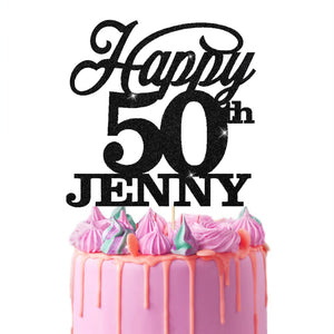 Personalised 50th Birthday Cake Topper Bold Text - EDSG