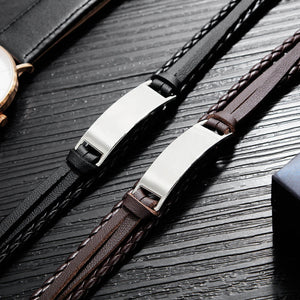 Personalised men's Leather Bracelet boys Leather Bracelet - for boys mens father