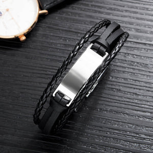 Personalised men's Leather Bracelet boys Leather Bracelet - for boys mens father