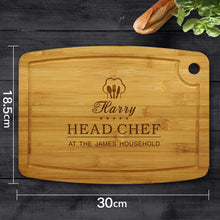 Load image into Gallery viewer, Personalised Chopping Board | Bamboo Cutting Board | Cheese Board Wedding Gift for Couples - Laser Engraved Housewarming Gift -Custom Wedding, Valentines or Anniversary Present for families
