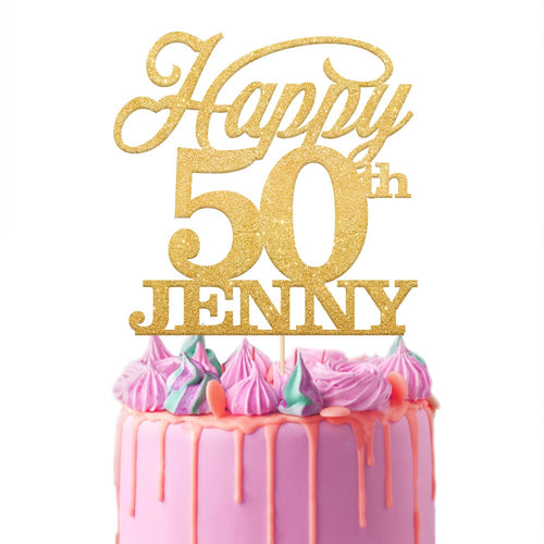 Personalised 50th Birthday Cake Topper Bold Text - EDSG