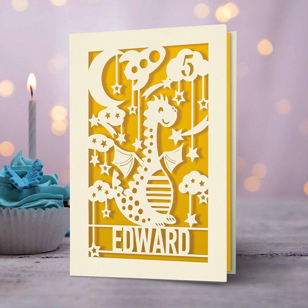 Personalised Birthday Card Dinosaur Style - EDSG