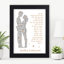 Load image into Gallery viewer, Personalised Valentines Gifts for Him Her Boyfriend Girlfriend Husband Wife A4 Valentines Day Decorations Gift with Any Names Birthday Anniversary Wedding Present
