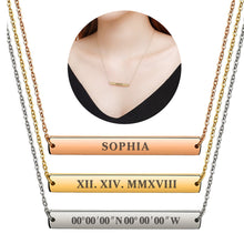Load image into Gallery viewer, Personalised Engraved Bar Necklace For Her - EDSG
