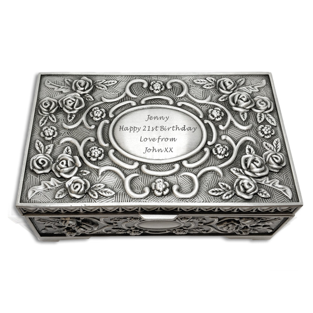 Personalised Engraved Antique Jewellery Box Wedding Birthday