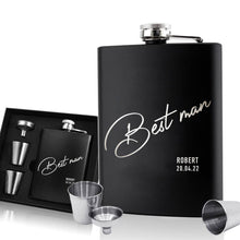 Load image into Gallery viewer, Personalised Hip Flask | Engraved Stainless Steel Whisky Flask 6oz Pocket Flask （Best Man） - EDSG
