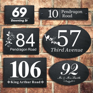 Personalised House Sign Slate Door Number Plaques UV Print - EDSG