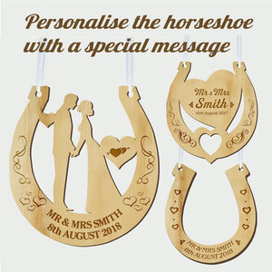 Personalised Wedding Horseshoe Wooden Plaque - EDSG