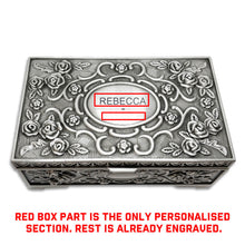 Load image into Gallery viewer, Personalised Mothers Day Jewellery Box for Her Girl Daughter Women Wife Granddaughter Girlfriend Engraved Trinket Box Gift for Christmas Vintage Silver Jewelry Case
