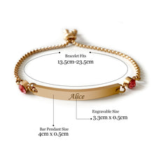 Load image into Gallery viewer, Personalised Birthstone Bracelets Engraved Bar Bracelet for Her Mothers Day Gifts
