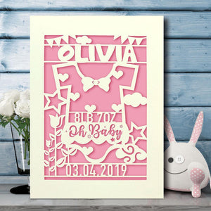 Personalised Baby Girl Birthday CardGift for Girl with Envelopes - EDSG