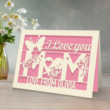 Load image into Gallery viewer, Personalised Mother&#39;s Day Card Keepsake Gift for Her Woman Mum Wife Mom Mummy Mother Mama Grandma Custom Card with Flowers and Butterflies…
