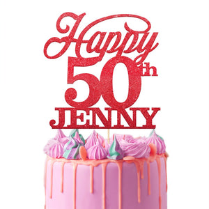Personalised 50th Birthday Cake Topper Bold Text - EDSG