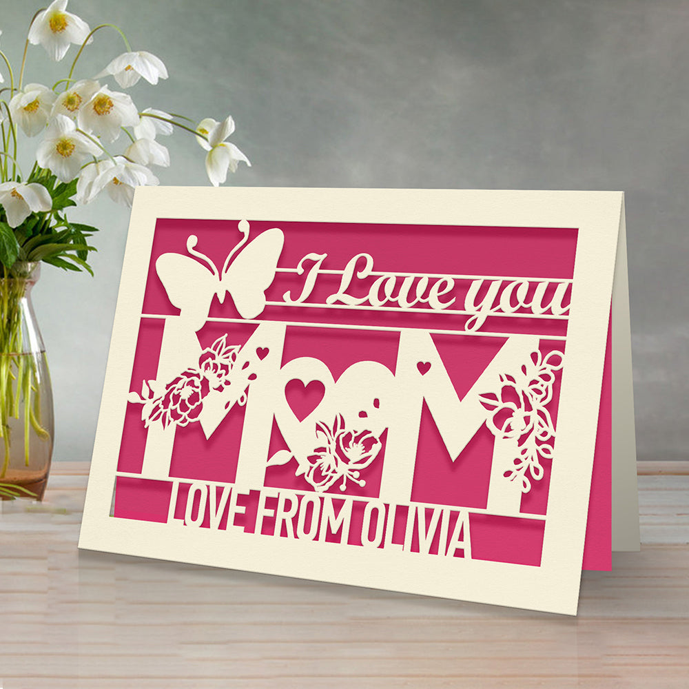 Personalised Mother's Day Card Keepsake Gift for Her Woman Mum Wife Mom Mummy Mother Mama Grandma Custom Card with Flowers and Butterflies…