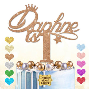 Personalised 1st Birthday Cake Topper with Crown - EDSG