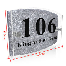 Load image into Gallery viewer, Personalised Glitter Acrylic Door Sign Black / Blue / Silver - EDSG
