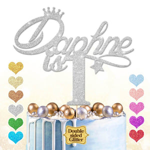 Personalised 1st Birthday Cake Topper with Crown - EDSG