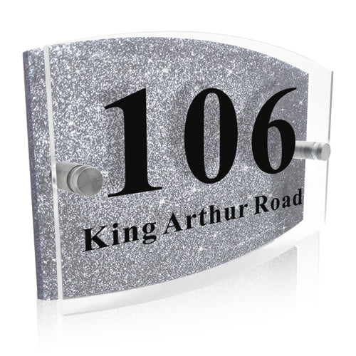 Personalised Glitter Acrylic Door Sign Black / Blue / Silver - EDSG