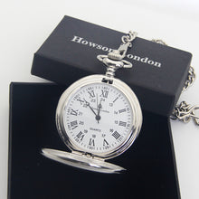 Load image into Gallery viewer, Personalised Engraved Pocket Watch Silver/Black - EDSG
