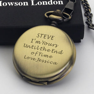 Personalised Engraved Pocket Watch Silver/Black - EDSG